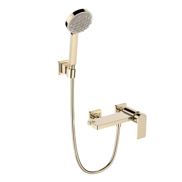 Kohler Parallel Exposed 掛牆式淋浴龍頭 - 法蘭金色，耐腐蝕PVD電鍍層